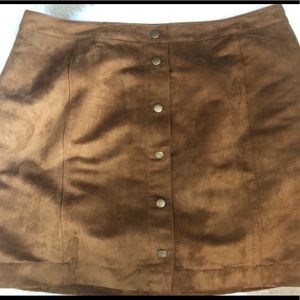Suede Button Down Skirt